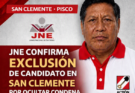 Confirman la Resolución N° 00404-2026- JEE-CHIN/JNE Esteban Nicolás Nolverto Excluido